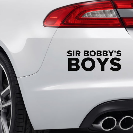 Ipswich Town – SIR BOBBY'S BOYS Sticker – Car Window Decal – Black vinyl bumper decal on car
