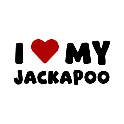 Jackapoo – I LOVE MY DOG Sticker – Car Window Decal – black sticker design on white background