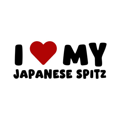 Japanese Spitz – I LOVE MY DOG Sticker – Car Window Decal – black sticker design on white background