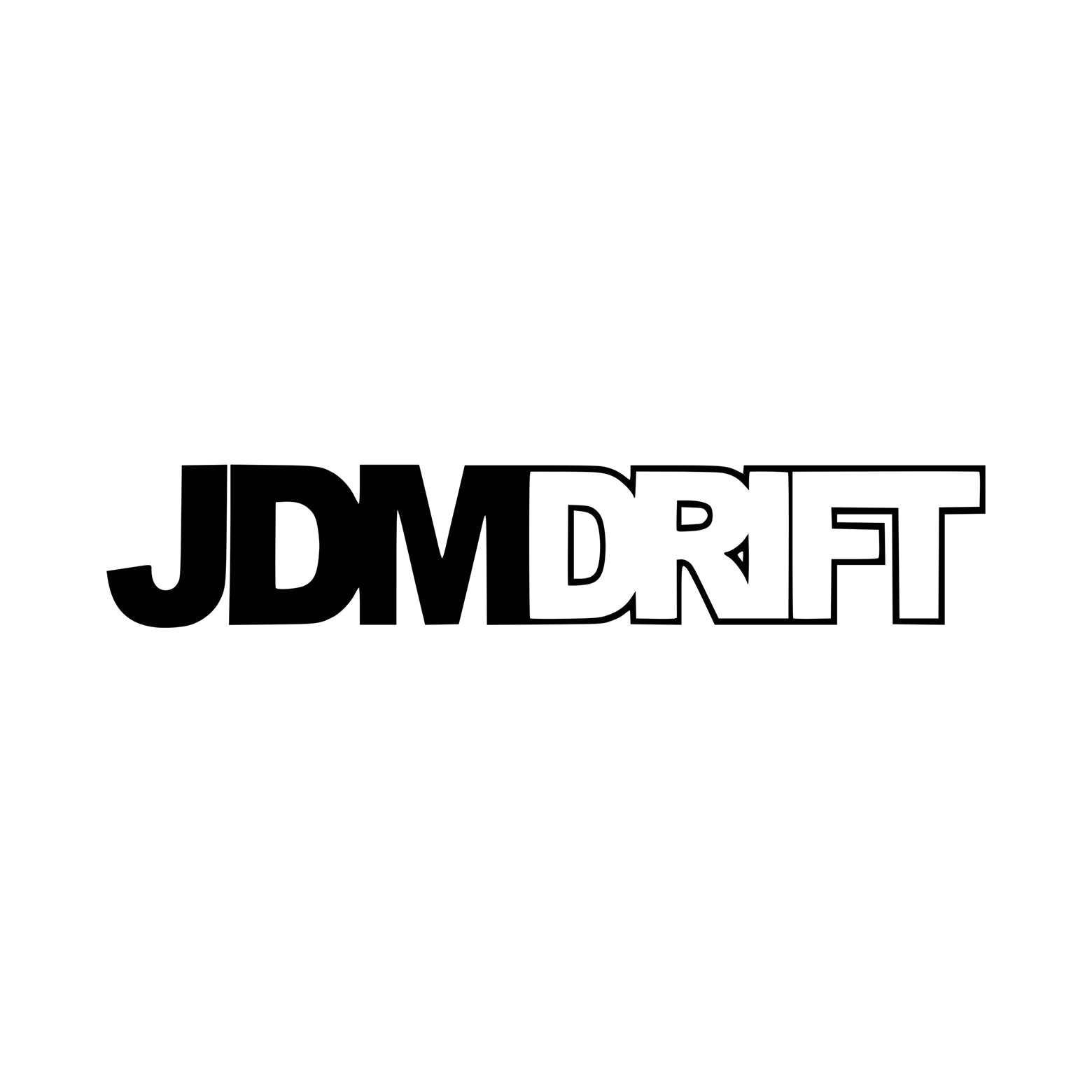 Black JDM Drift vinyl sticker design on a white background.