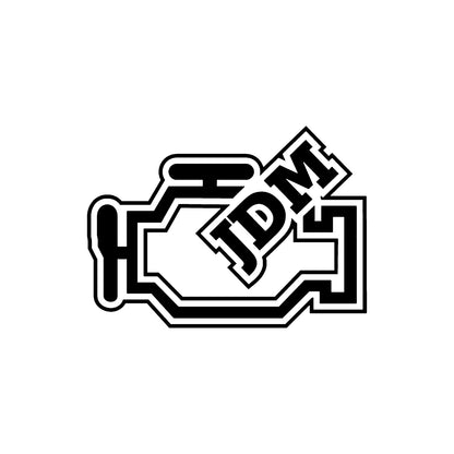 Black JDM engine block vinyl sticker design on a white background.