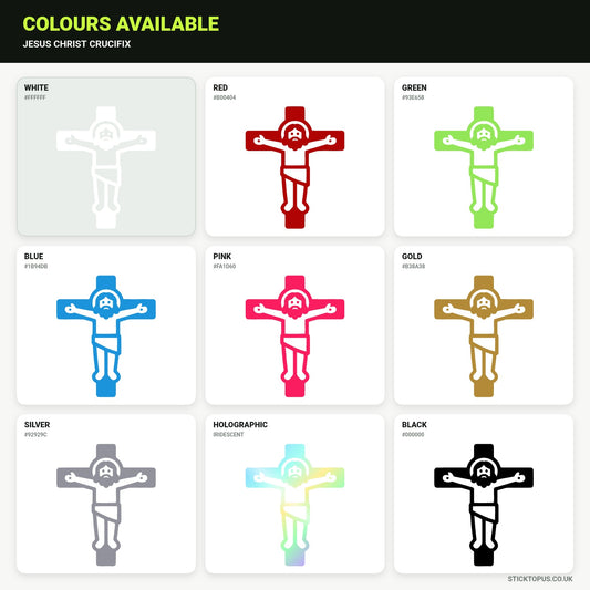 Vinyl colour options for Jesus Christ crucifix sticker