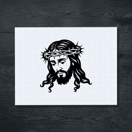 Black Jesus with Crown of Thorns vinyl sticker