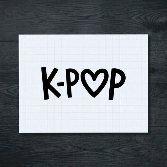 Black K-pop Heart lettering vinyl sticker