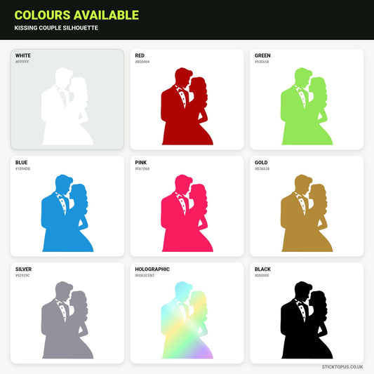 Vinyl colour options for Kissing Couple Silhouette vinyl sticker