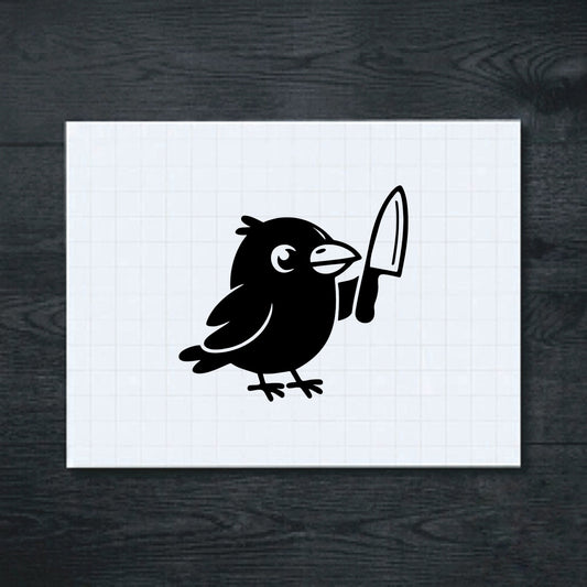 Black Knife-Wielding Bird vinyl sticker