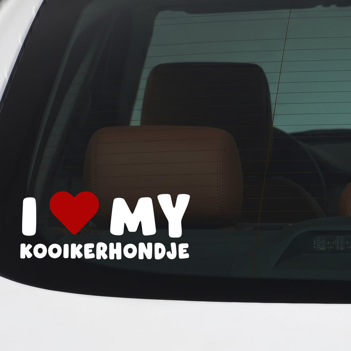 Kooikerhondje – I LOVE MY DOG Sticker – Car Window Decal – White vinyl car/window decal mockup