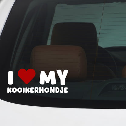 Kooikerhondje – I LOVE MY DOG Sticker – Car Window Decal – White vinyl car/window decal mockup