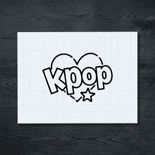 Black K-pop heart and star graphic vinyl sticker