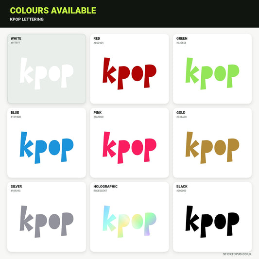 Vinyl colour options for KPOP vinyl sticker