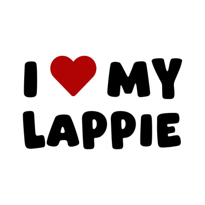 Lappie – I LOVE MY DOG Sticker – Car Window Decal – black sticker design on white background