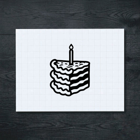 Black layered birthday cake sticker