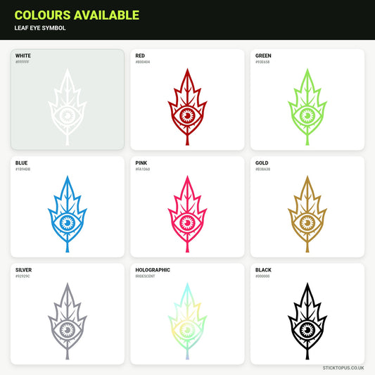 Vinyl colour options for leaf eye sticker