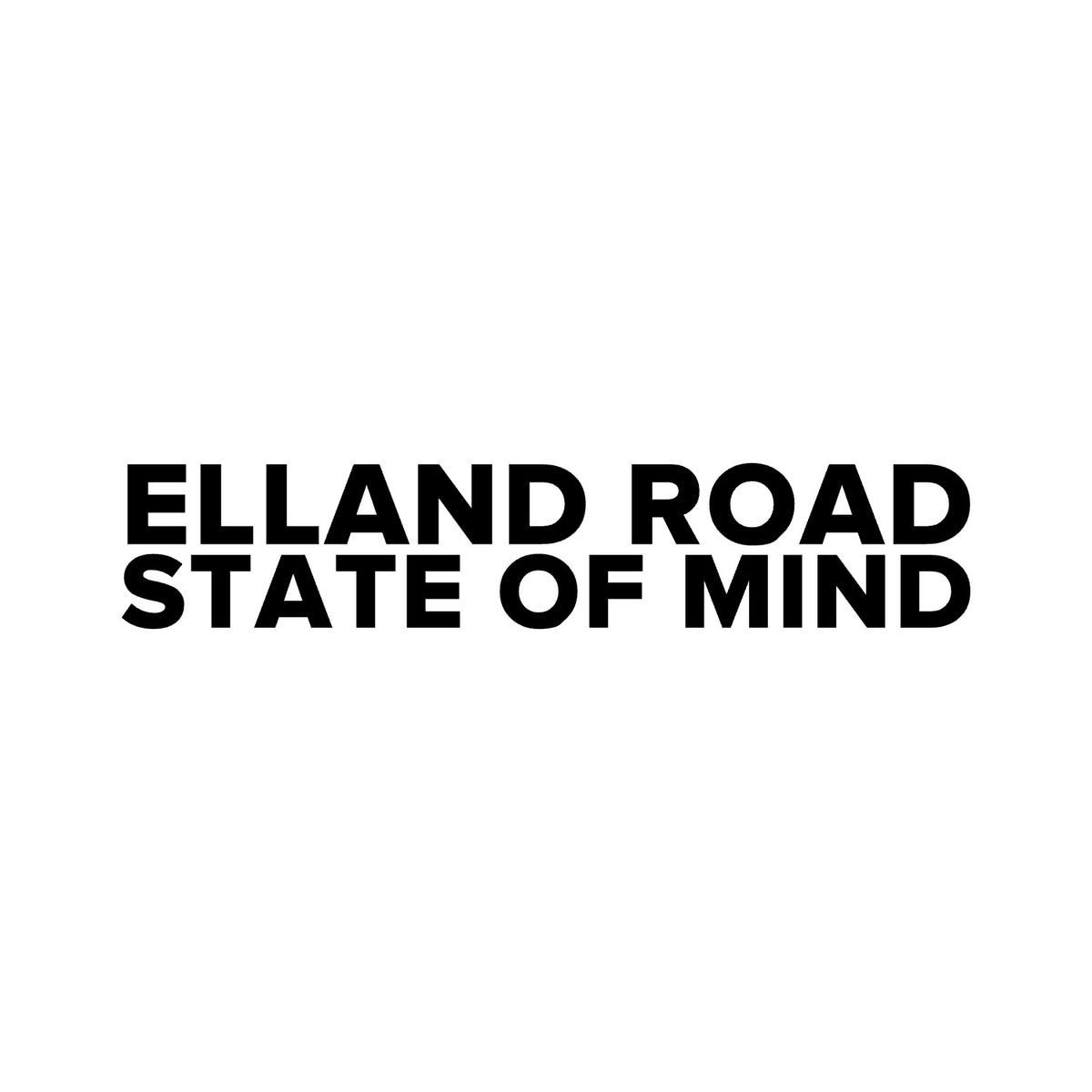 Leeds United – ELLAND ROAD STATE OF MIND Sticker – Car Window Decal – black sticker design on white background
