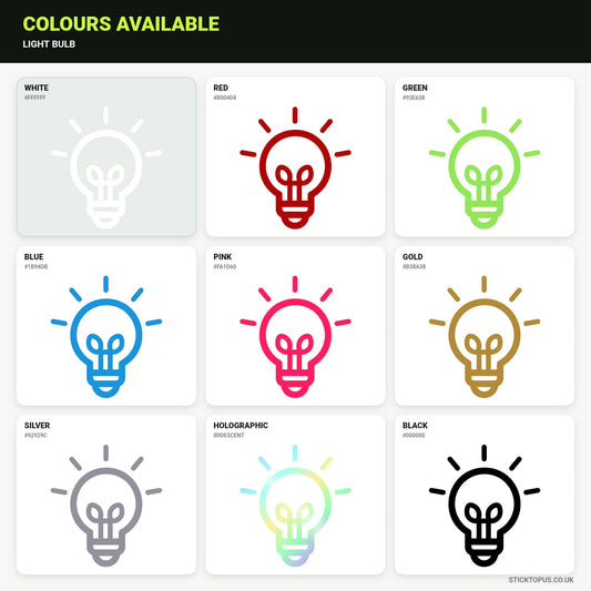 Vinyl colour options for light bulb vinyl sticker
