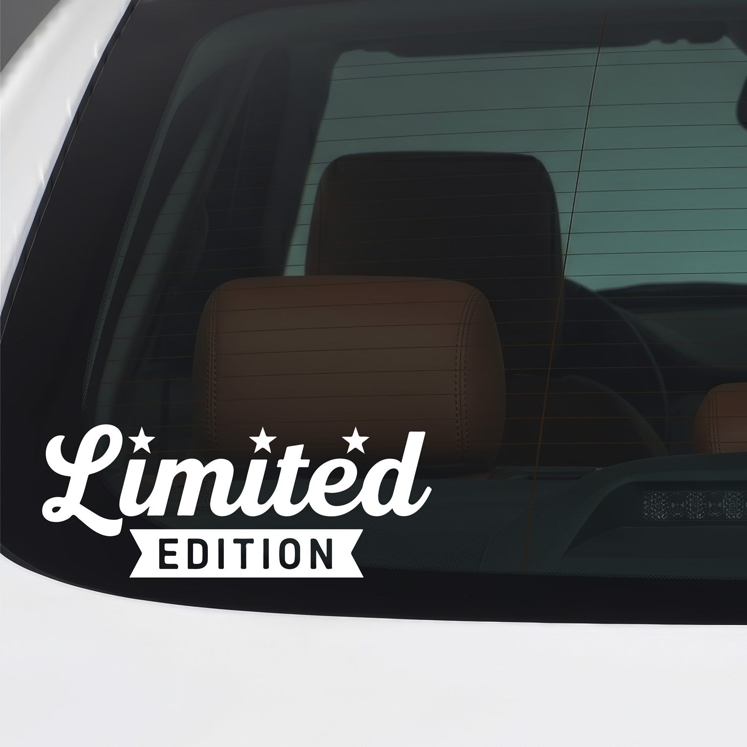 White Limited Edition car window sticker.