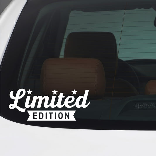 White Limited Edition car window sticker.