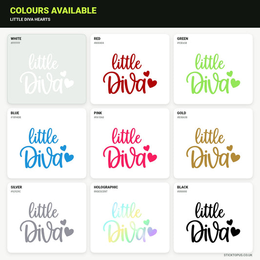 Vinyl colour options for little diva with two hearts vinyl sticker