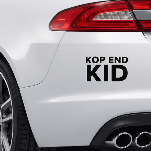 Liverpool – KOP END KID Sticker – Car Window Decal – Black vinyl bumper decal on car