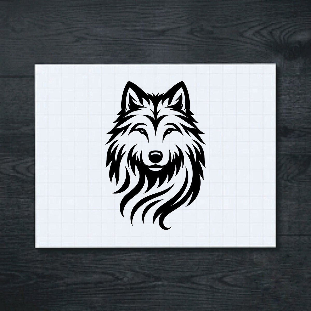 Black Long Haired Wolf vinyl sticker