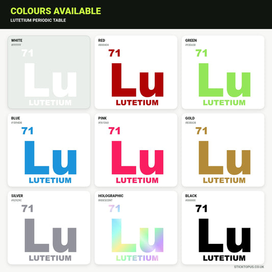 Vinyl colour options for Lutetium sticker