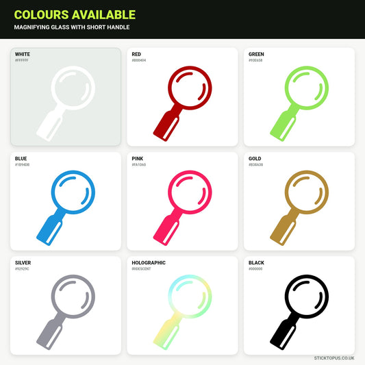 Vinyl colour options for Magnifying Glass vinyl sticker