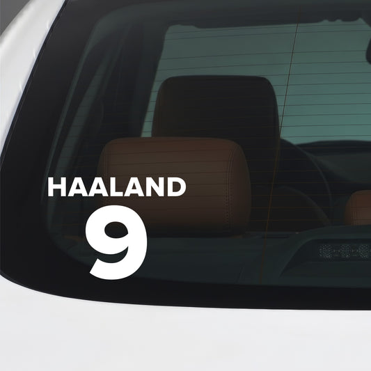 Manchester City – HAALAND 9 Sticker – Car Window Decal – White vinyl car window sticker