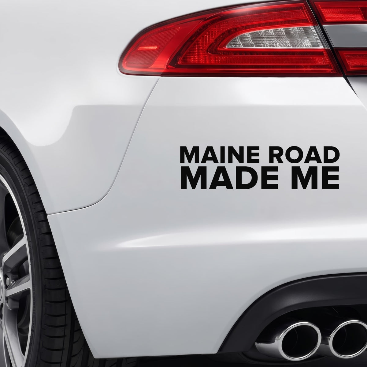 Manchester City – MAINE ROAD MADE ME Sticker – Car Window Decal – Black vinyl bumper decal on car
