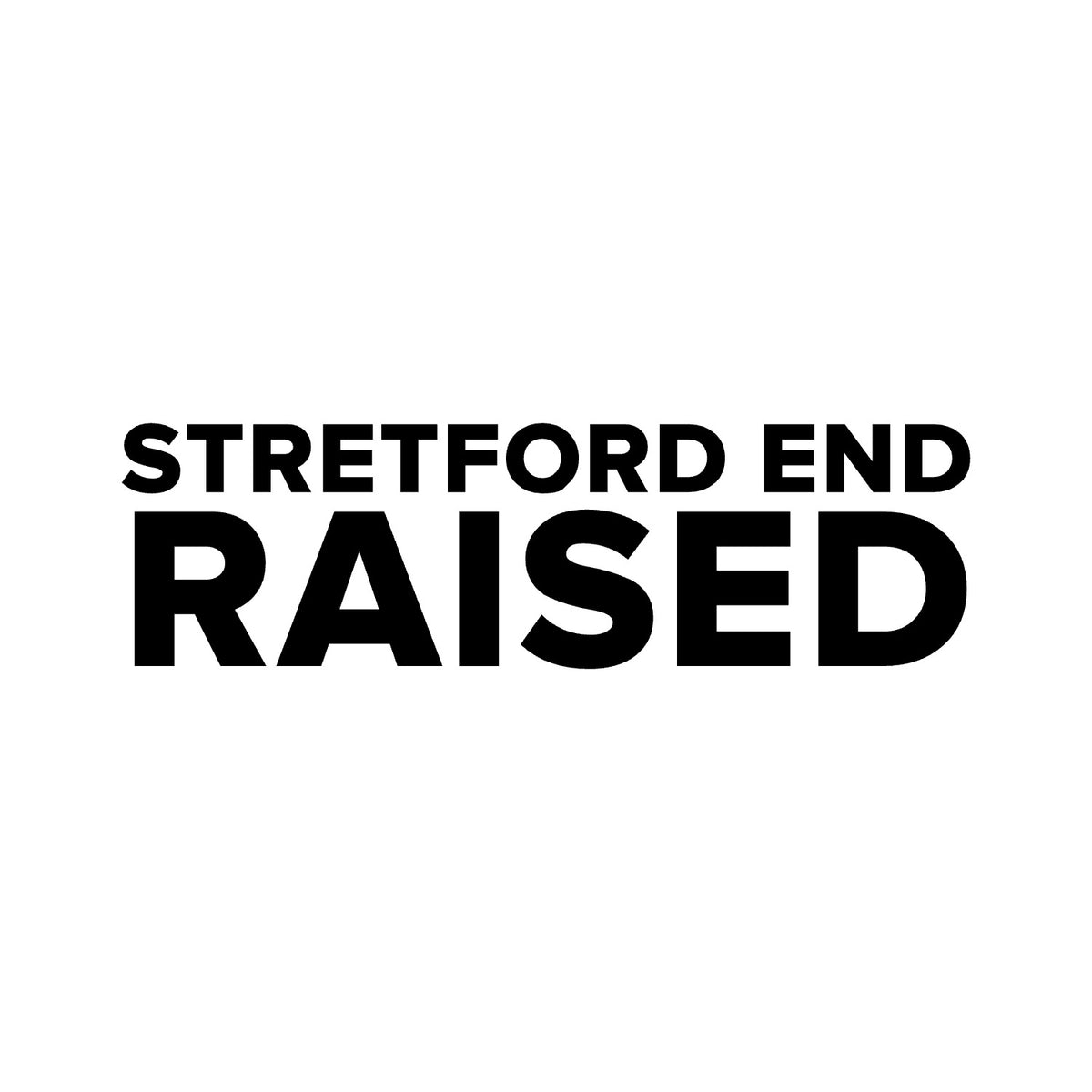Manchester United – STRETFORD END RAISED Sticker – Car Window Decal – black sticker design on white background