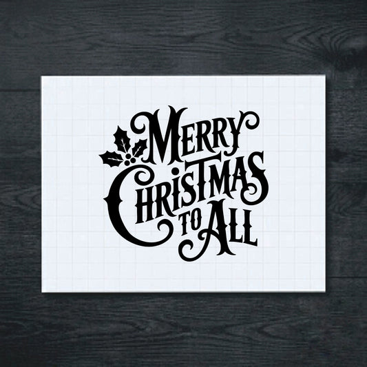 Black Merry Christmas to All lettering vinyl sticker