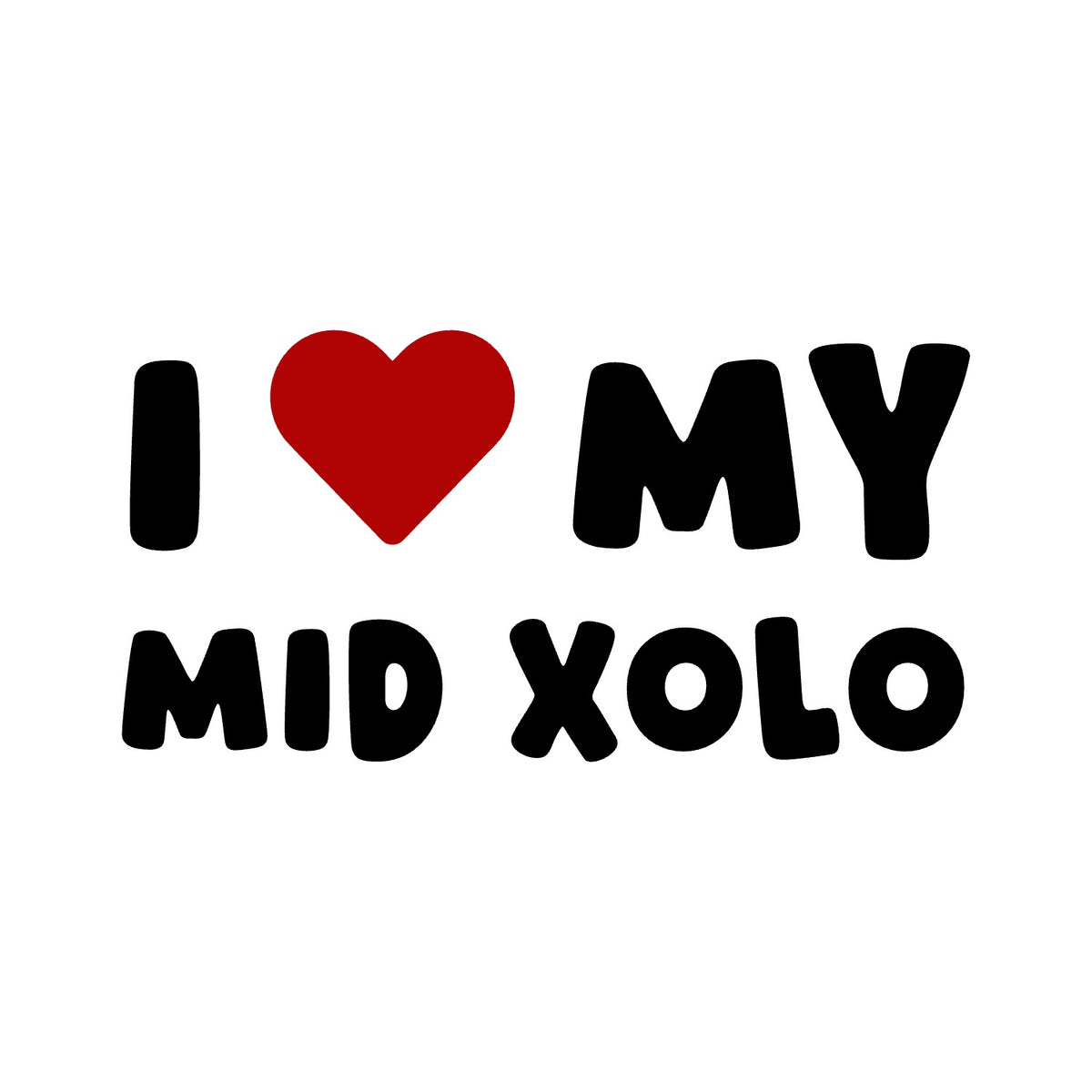 Mid Xolo – I LOVE MY DOG Sticker – Car Window Decal – black sticker design on white background