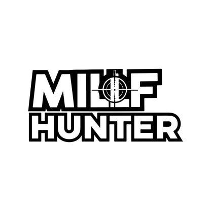 MILF Hunter white car window sticker.