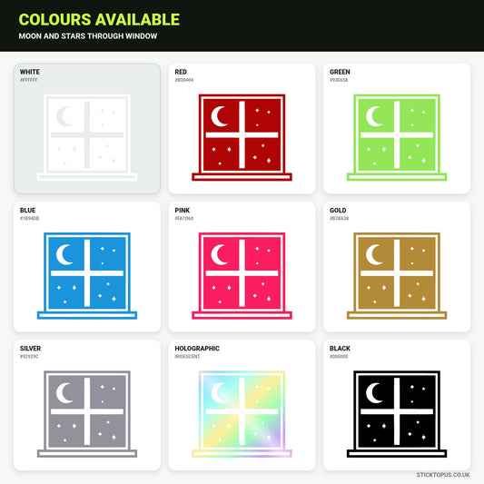 Vinyl colour options for crescent moon and stars vinyl sticker