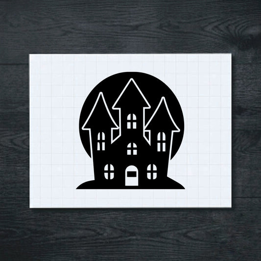 Black Moonlit Castle vinyl sticker