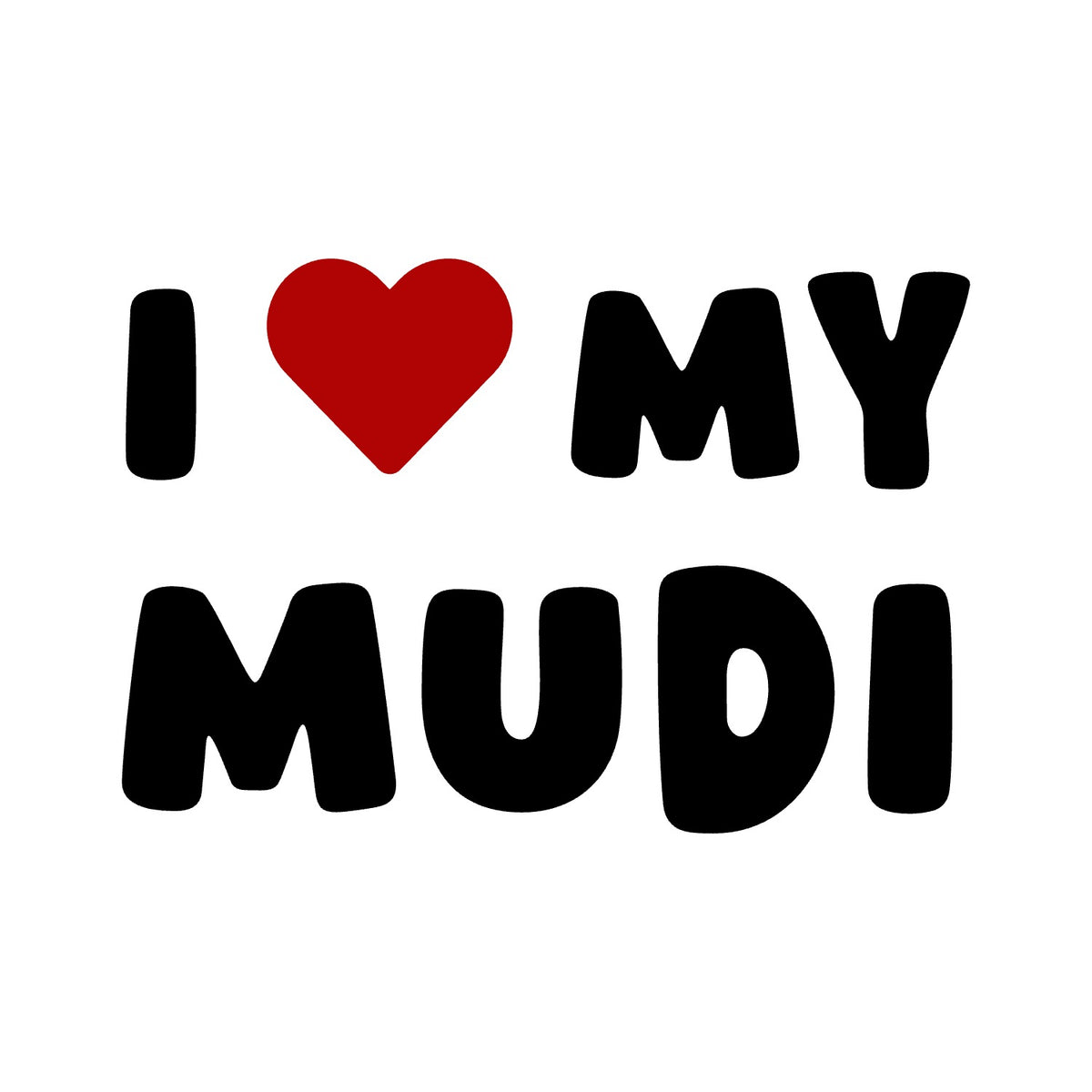 Mudi – I LOVE MY DOG Sticker – Car Window Decal – black sticker design on white background