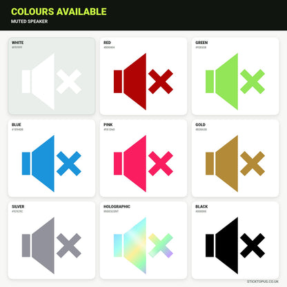 Vinyl colour options for muted speaker sticker