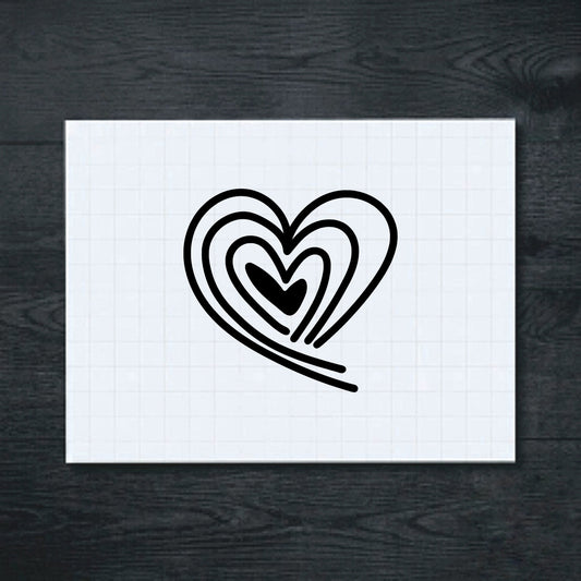 Black Nested Heart vinyl sticker