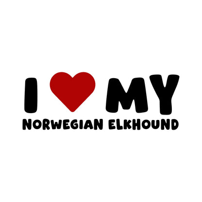 Norwegian Elkhound – I LOVE MY DOG Sticker – Car Window Decal – black sticker design on white background