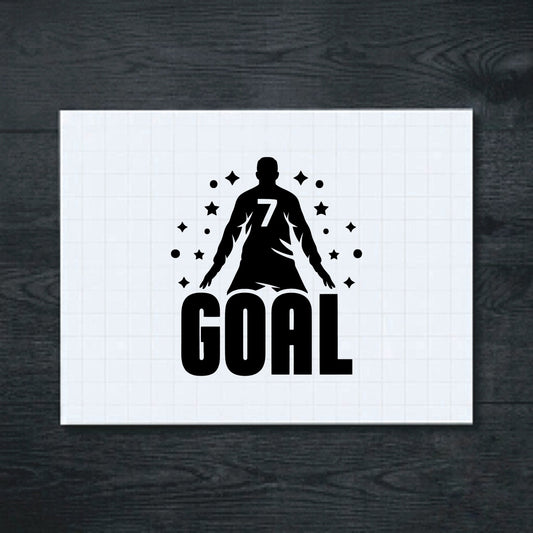 Black Number 7 football player and GOAL lettering vinyl sticker