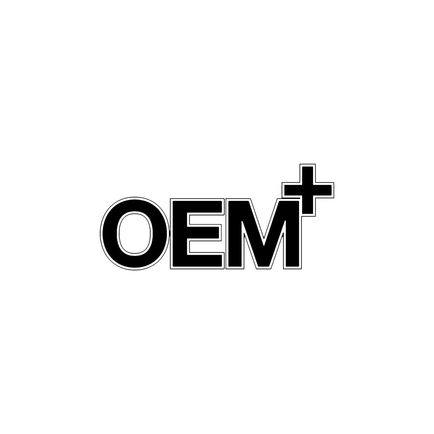 Black OEM Plus vinyl sticker decal on a white background.