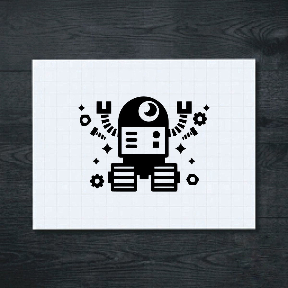 Black One-Eyed Robot vinyl sticker