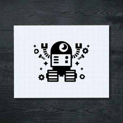 Black One-Eyed Robot vinyl sticker