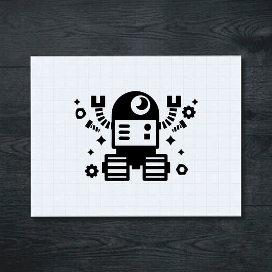 Black One-Eyed Robot vinyl sticker