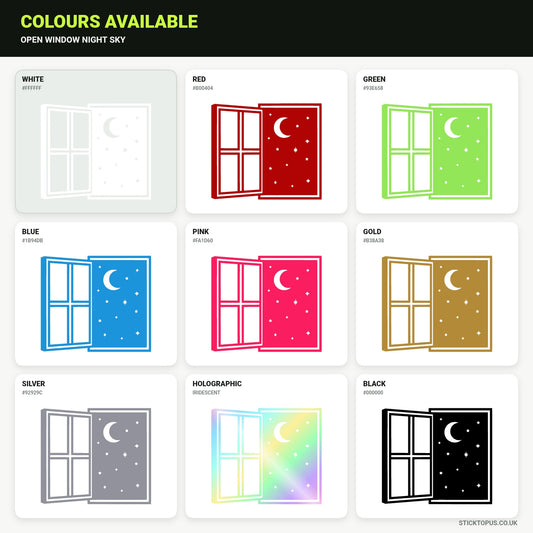 Vinyl colour options for open window night sky vinyl sticker