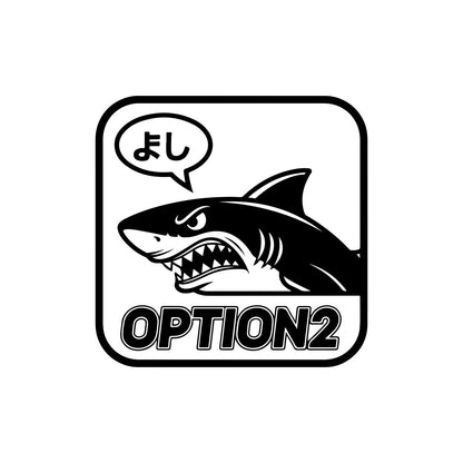 Option 2 white shark sticker car window decal.