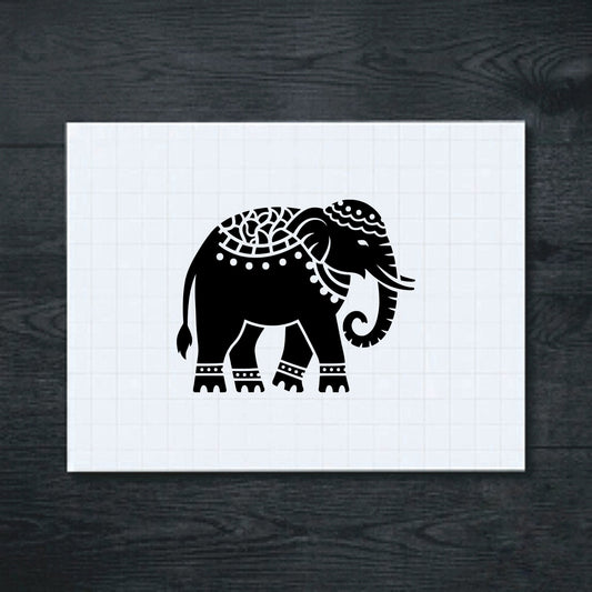 Black Ornate Elephant vinyl sticker