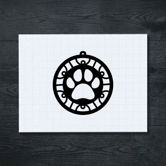 Black ornate paw print vinyl sticker