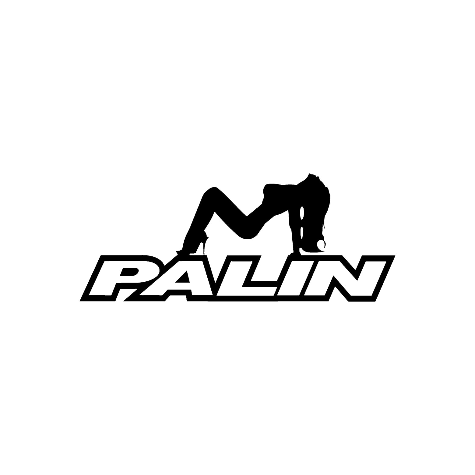 Black palin vinyl sticker design on a white background.