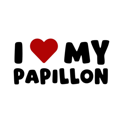 Papillon – I LOVE MY DOG Sticker – Car Window Decal – black sticker design on white background