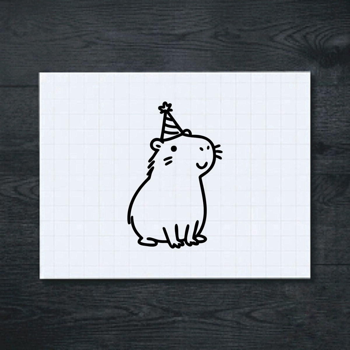 Black Party Hat Capybara vinyl sticker